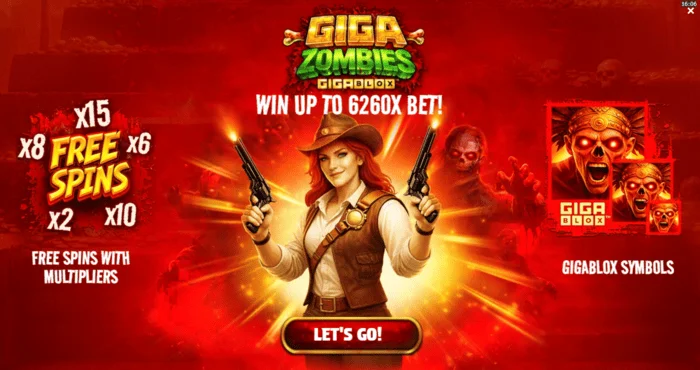 Giga Zombies - เมนูหลักพร้อมตัวเลือกการเดิมพัน